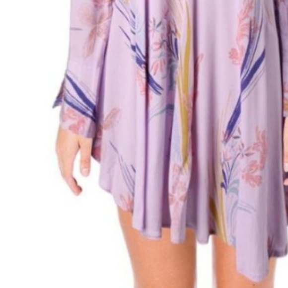 Free People Clear Skies Mini Dress Tunic Asymmetrical Hem Floral Print Small NWT - Picture 7 of 15